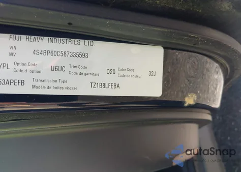 2008 Subaru Outback from USA, damaged, VIN 4S4BP60C587335593